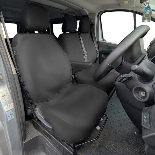 Renault Trafic Van 2014+ Tailored Seat Covers - Three Front Seats With Under Seat Storage