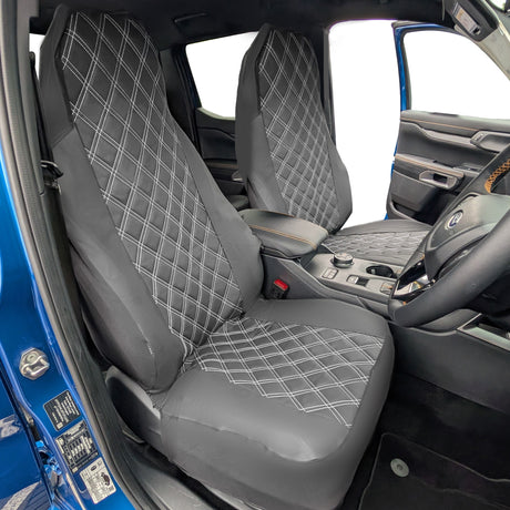 Driver & Single Passenger Seat Cover - Semi-Tailored Leatherette - Waterproof & Airbag Compatible
