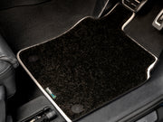 Tesla Model Y 2022-2025 Car Mats // Black Elite, White Trim, No Heelpad