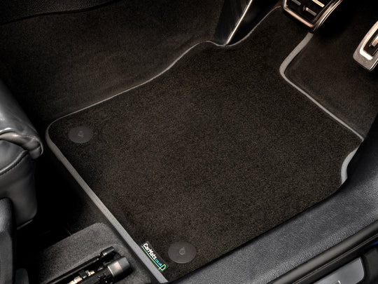 BMW 6 Series G32 2018+ Car Mats // Black Executive, Light Grey Trim, PVC Heelpad