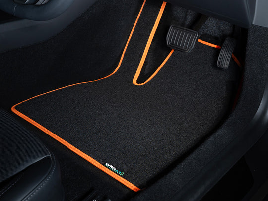 Citroen C3 MHEV 2025+ Car Mats // Black Grand, Orange Trim, Carpet Heelpad