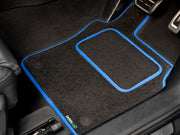 Lotus Evora Manual 2010-2021 Car Mats // Black Motor, Blue Trim, Carpet Heelpad