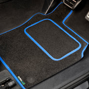 Volkswagen Golf Plus 2010-2014 Car Mats // Black Motor, Blue Trim, Carpet Heelpad