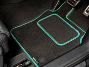 MINI Clubman 2007-2015 (R55) Car Mats // Black Motor, Green Trim, Carpet Heelpad