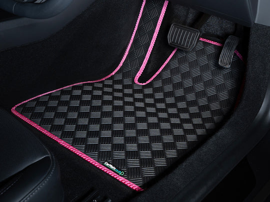 Nissan X-Trail Mild Hybrid (T33) 2022+ Car Mats // Odourless Deck Plate Off Road Rubber, Pink Trim, No Heelpad