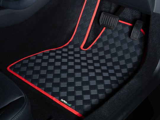 MG Motors UK MG HS Auto One Piece Rear 2024+ Car Mats // Odourless Rubber, Red Trim, No Heelpad