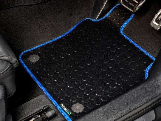 Ford Transit MK9 Automatic Gear Box Van 2019+ Van Mats // Black Off Road Rubber, Blue Trim