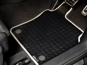 Suzuki Swift  (285mm clip spacing) 2020-2024 Car Mats // Black Off Road Rubber, White Trim, No Heelpad