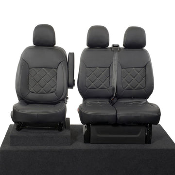 Vauxhall Vivaro Van 2014-2019 No Folding Middle Seat Leatherette Seat Covers - Front