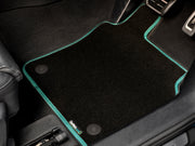 Peugeot 208 Hybrid 2024+ Car Mats // Black Super, Green Trim, PVC Heelpad