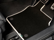 BYD Seal 2024+ Car Mats // Black Super, White Trim, Carpet Heelpad